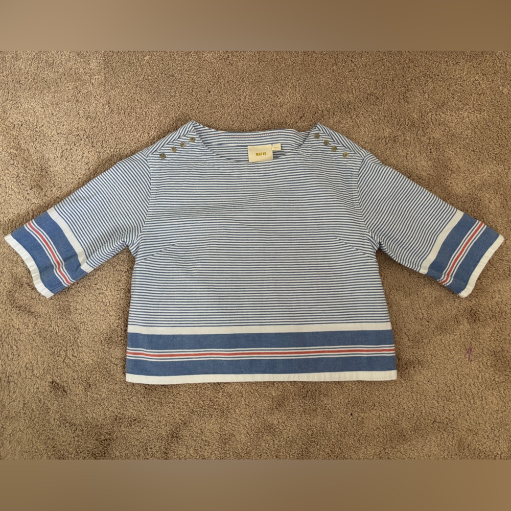 Maeve Blue and White Striped Top